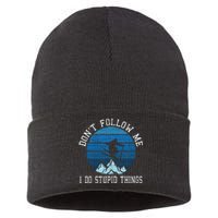 Ski Dont Follow Me Skiing Freestyle Funny Skier Gift Sustainable Knit Beanie