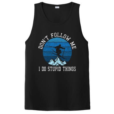 Ski Dont Follow Me Skiing Freestyle Funny Skier Gift PosiCharge Competitor Tank