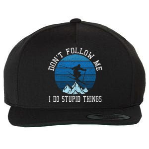 Ski Dont Follow Me Skiing Freestyle Funny Skier Gift Wool Snapback Cap