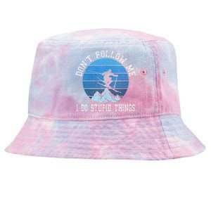 Ski Dont Follow Me Skiing Freestyle Funny Skier Gift Tie-Dyed Bucket Hat