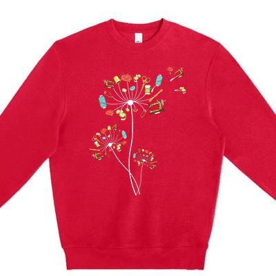 Sewing Dandelion Flowers Quilting Premium Crewneck Sweatshirt