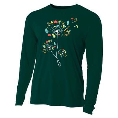 Sewing Dandelion Flowers Quilting Cooling Performance Long Sleeve Crew