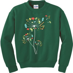 Sewing Dandelion Flowers Quilting Kids Sweatshirt