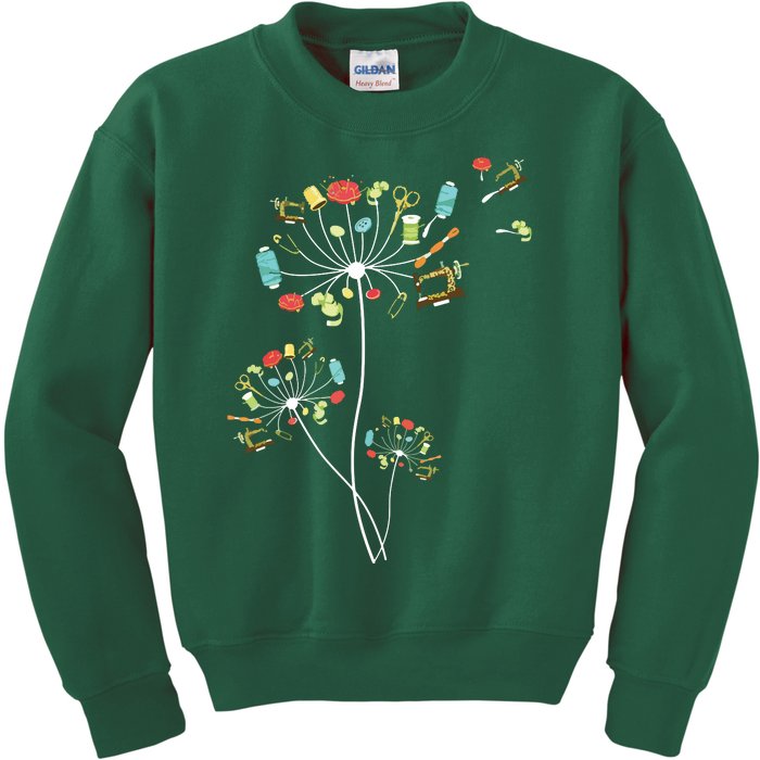 Sewing Dandelion Flowers Quilting Kids Sweatshirt