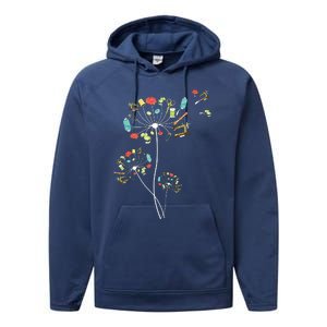 Sewing Dandelion Flowers Quilting Performance Fleece Hoodie