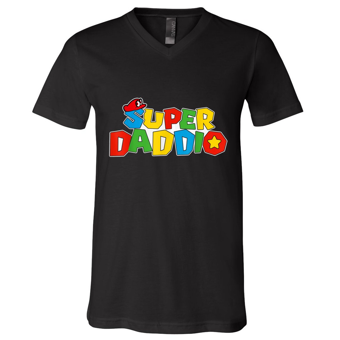 Super Daddio Funny Gamer Dad Fathers Day Video Game Lover V-Neck T-Shirt