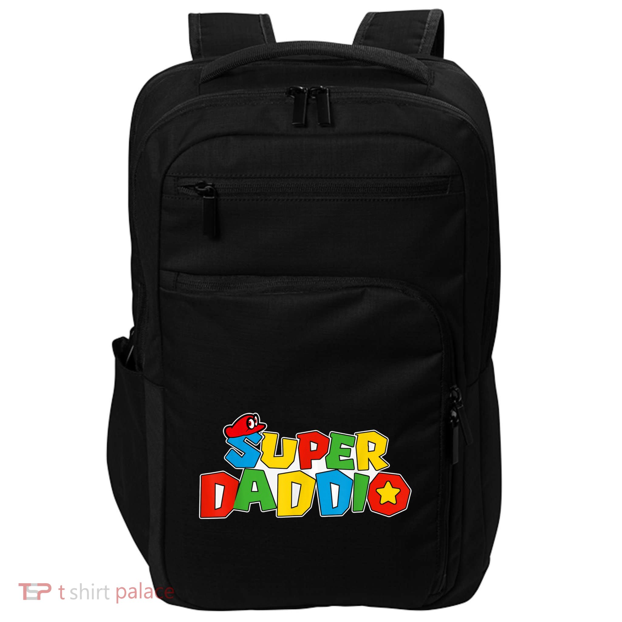 Super Daddio Funny Gamer Dad Fathers Day Video Game Lover Impact Tech Backpack