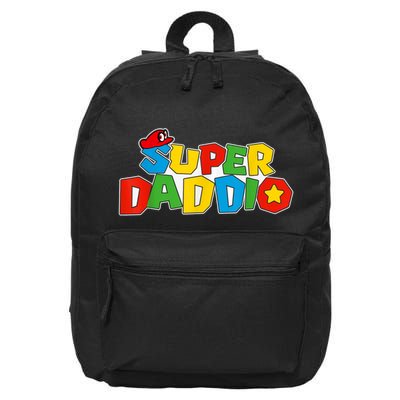 Super Daddio Funny Gamer Dad Fathers Day Video Game Lover 16 in Basic Backpack