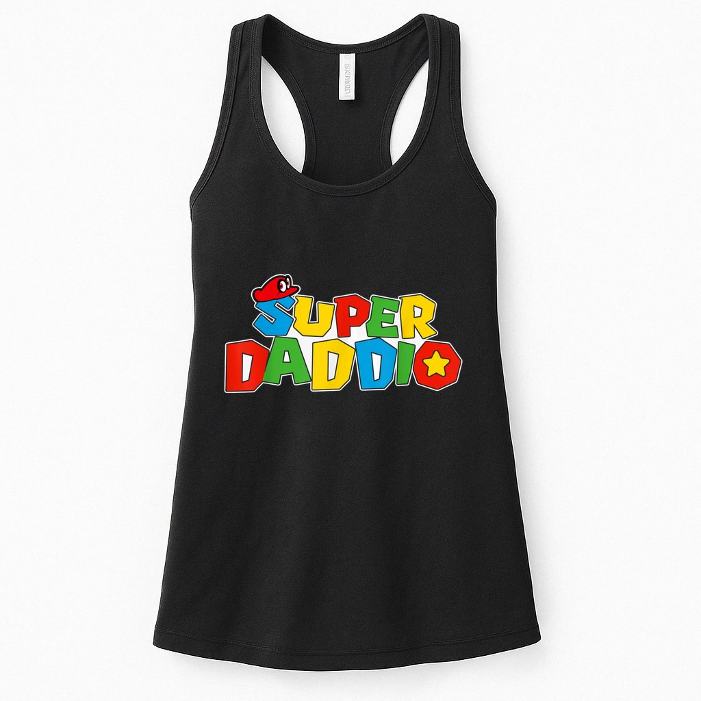 Super Daddio Funny Gamer Dad Fathers Day Video Game Lover Womens Tank Top
