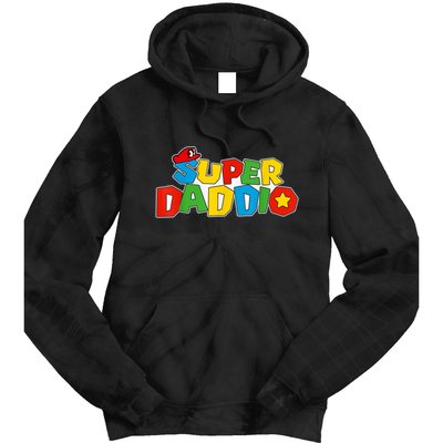 Super Daddio Funny Gamer Dad Fathers Day Video Game Lover Tie Dye Hoodie