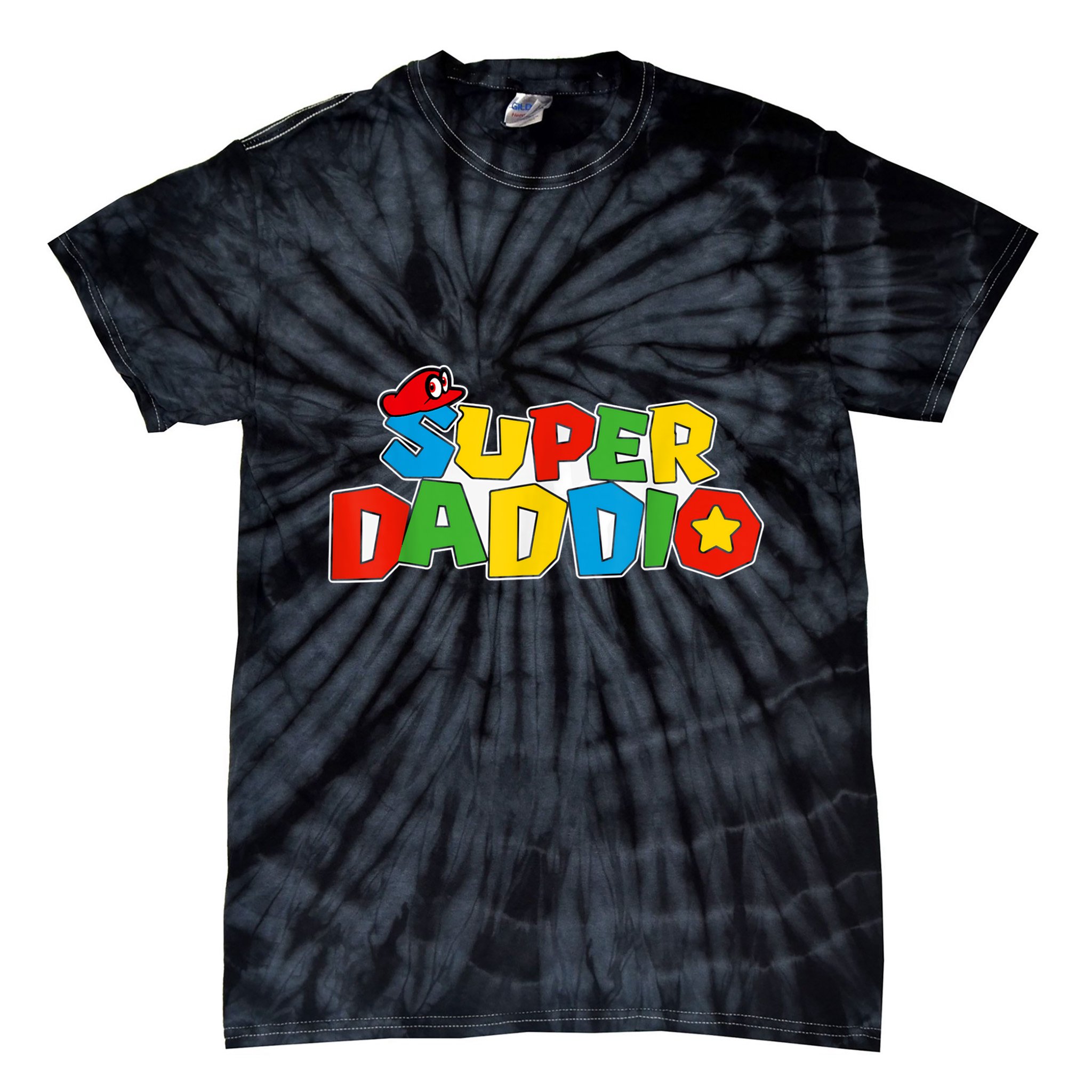 Super Daddio Funny Gamer Dad Fathers Day Video Game Lover Tie-Dye T-Shirt