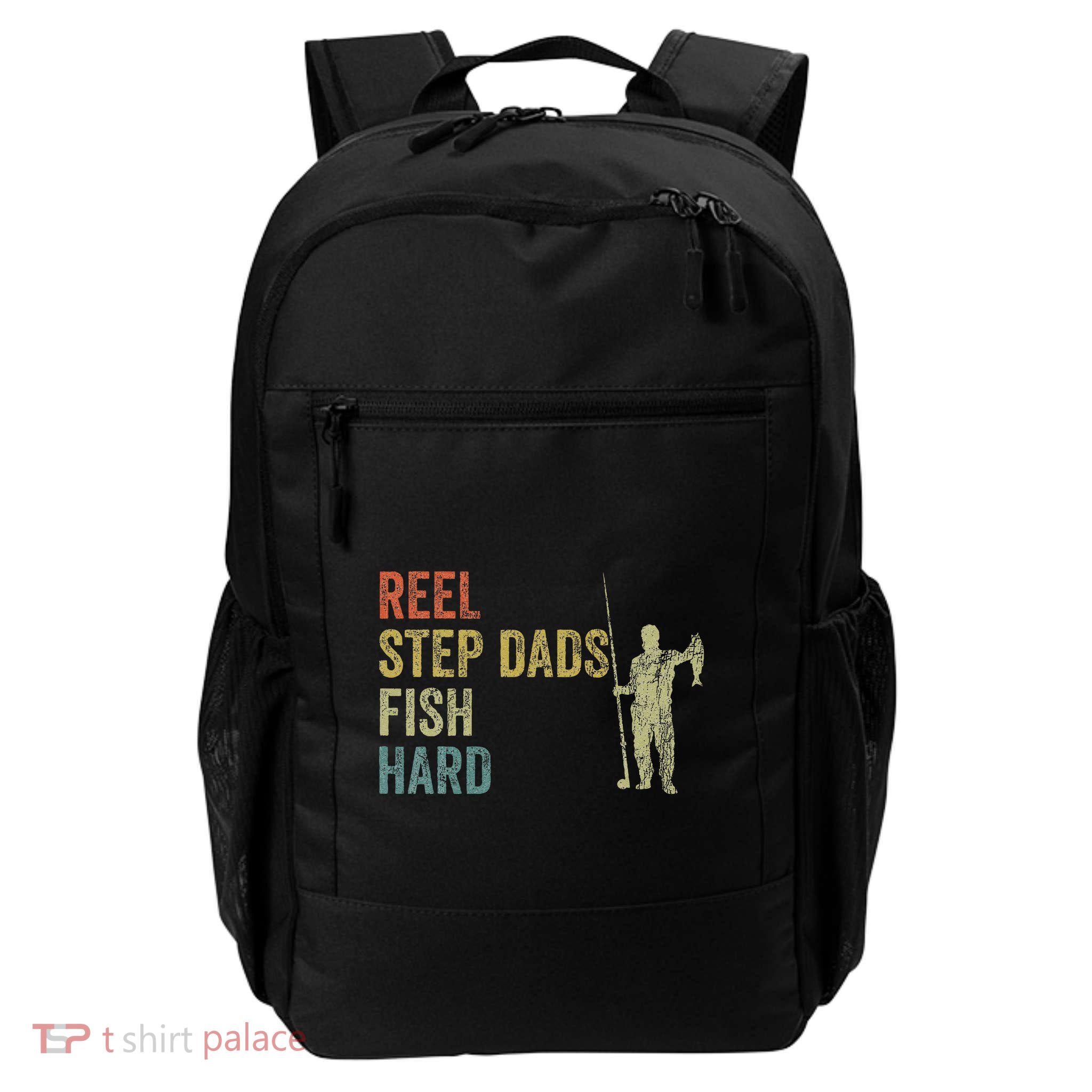 Step Dad Fishing Vintage Reel Stepdads Fish Hard .Png Backpack