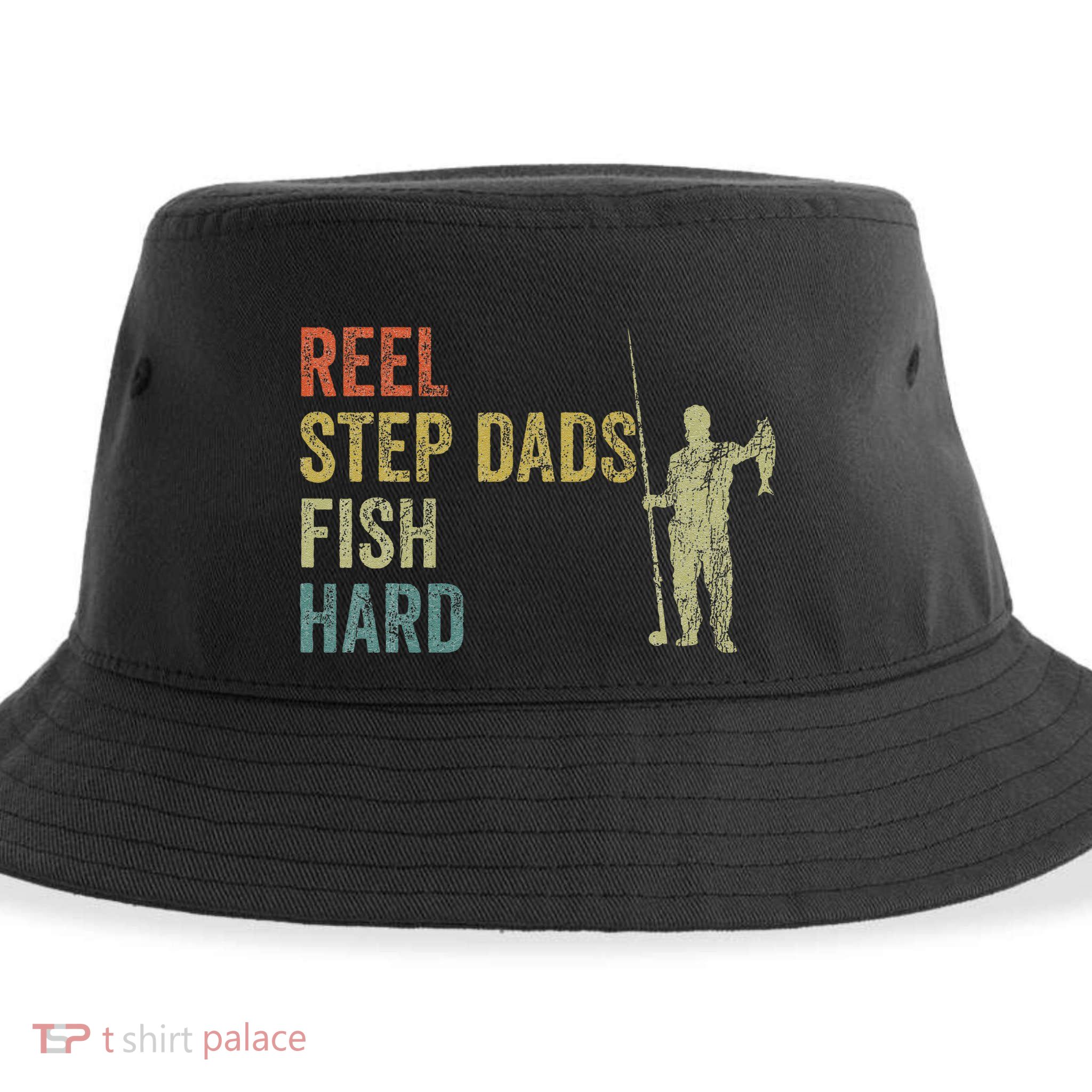 Step Dad Fishing Vintage Reel Stepdads Fish Hard .Png Sustainable Bucket Hat