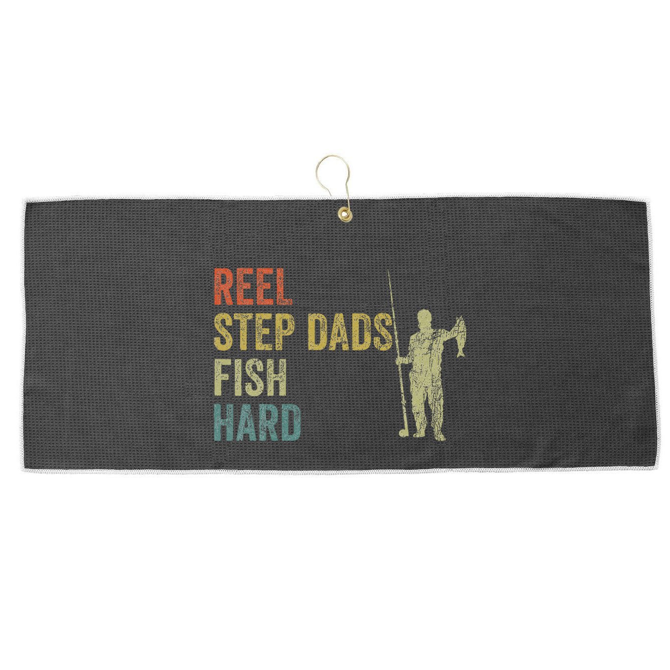 Step Dad Fishing Vintage Reel Stepdads Fish Hard .Png Large Microfiber Waffle Golf Towel