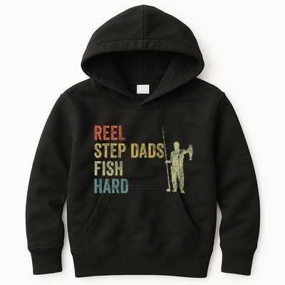 Step Dad Fishing Vintage Reel Stepdads Fish Hard .Png Kids Hoodie