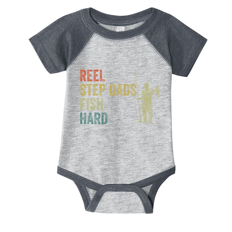 Step Dad Fishing Vintage Reel Stepdads Fish Hard .Png Infant Baby Jersey Bodysuit