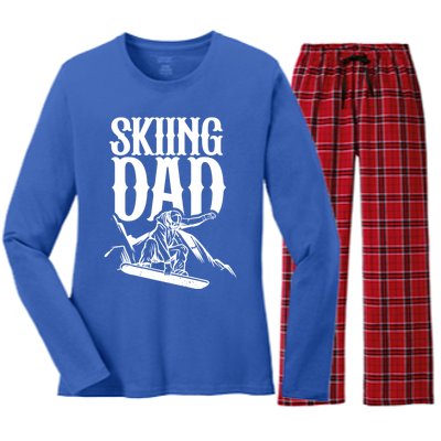 Skiing Dad Father Skier Ski Daddy Papa Father's Day Gift Women's Long Sleeve Flannel Pajama Set 