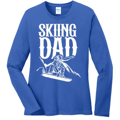 Skiing Dad Father Skier Ski Daddy Papa Father's Day Gift Ladies Long Sleeve Shirt