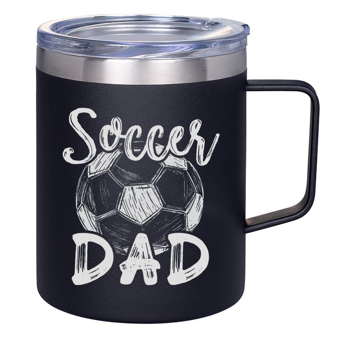 Soccer Dad For Family Matching Team Player Soccer Ball 12oz Stainless Steel Coffee Mug