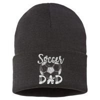 Soccer Dad For Family Matching Team Player Soccer Ball Sustainable Knit Beanie