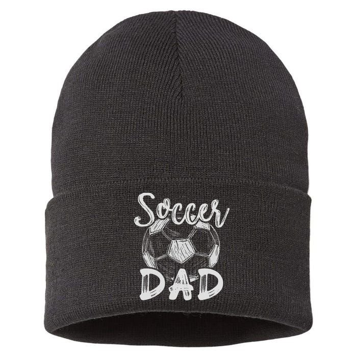 Soccer Dad For Family Matching Team Player Soccer Ball Sustainable Knit Beanie