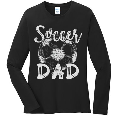Soccer Dad For Family Matching Team Player Soccer Ball Ladies Long Sleeve Shirt