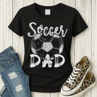 Soccer Dad For Family Matching Team Player Soccer Ball Womens T-Shirt