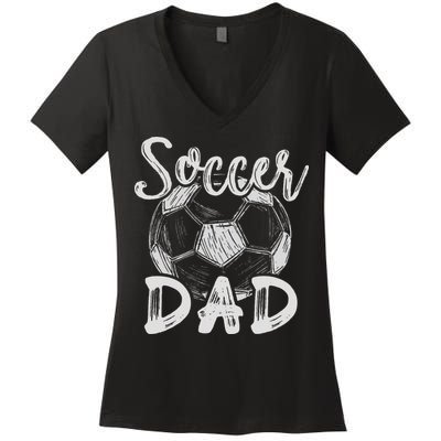 Soccer Dad For Family Matching Team Player Soccer Ball Women's V-Neck T-Shirt