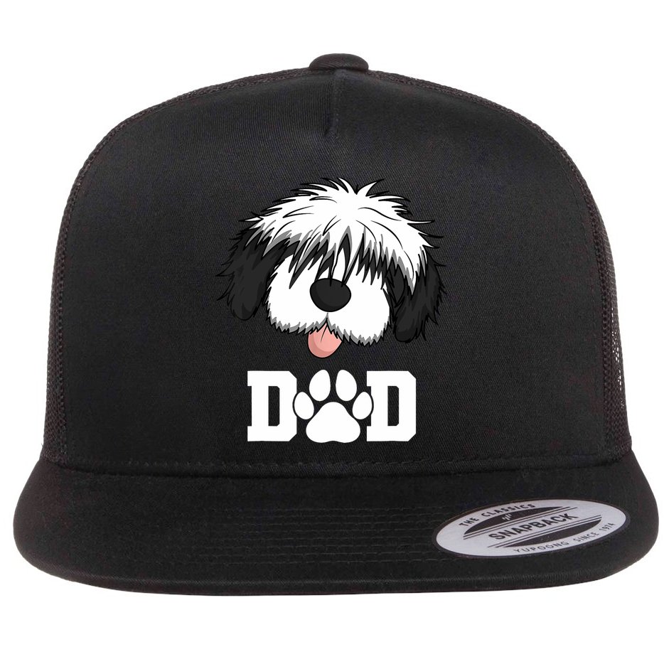 Sheepadoodle Dad Father Gift Idea for Father's Day Flat Bill Trucker Hat