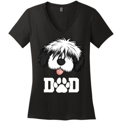 Sheepadoodle Dad Father Gift Idea for Father's Day Women's V-Neck T-Shirt