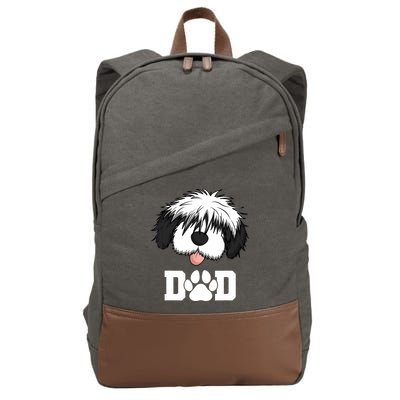 Sheepadoodle Dad Father Gift Idea for Father's Day Cotton Canvas Backpack