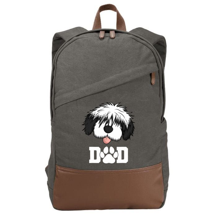 Sheepadoodle Dad Father Gift Idea for Father's Day Cotton Canvas Backpack