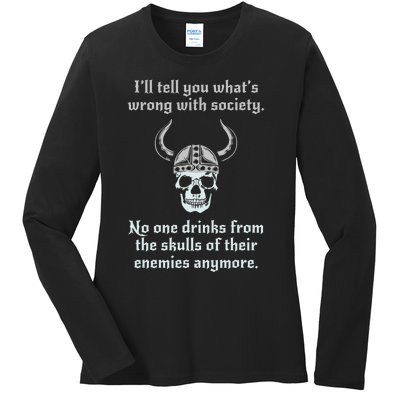 Skull Drink From The Skull Of Your Enemies Funny Ladies Long Sleeve Shirt