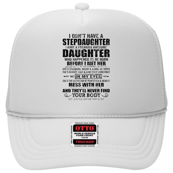 Step Dad Fathers Day Bonus Dad Gift From Wife Son Daughter High Crown Mesh Back Trucker Hat