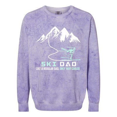 Ski Dad Funny Cute Winter Skiing Gift Colorblast Crewneck Sweatshirt