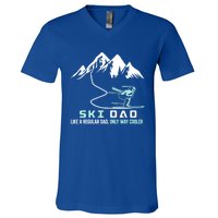 Ski Dad Funny Cute Winter Skiing Gift V-Neck T-Shirt