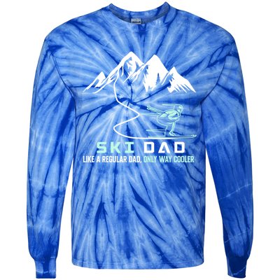 Ski Dad Funny Cute Winter Skiing Gift Tie-Dye Long Sleeve Shirt