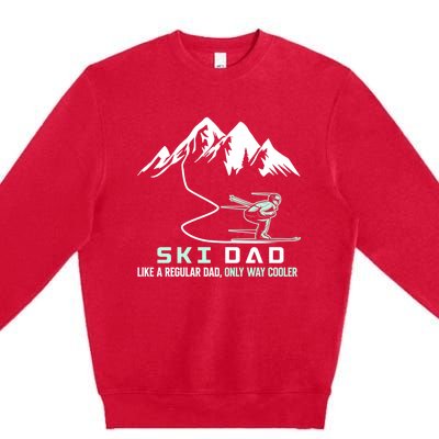 Ski Dad Funny Cute Winter Skiing Gift Premium Crewneck Sweatshirt