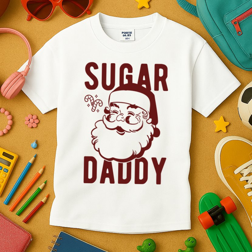 Sugar Daddy Funny Santa Christmas Kids T-Shirt