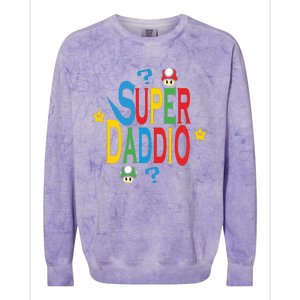 Super Daddio Funny Super Dad Daddy Father Colorblast Crewneck Sweatshirt