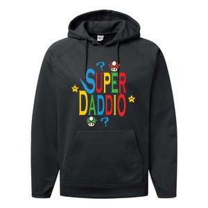 Super Daddio Funny Super Dad Daddy Father Performance Fleece Hoodie