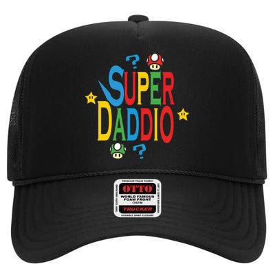 Super Daddio Funny Super Dad Daddy Father High Crown Mesh Back Trucker Hat