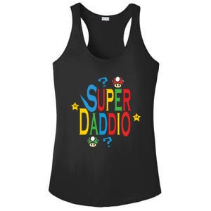 Super Daddio Funny Super Dad Daddy Father Ladies PosiCharge Competitor Racerback Tank