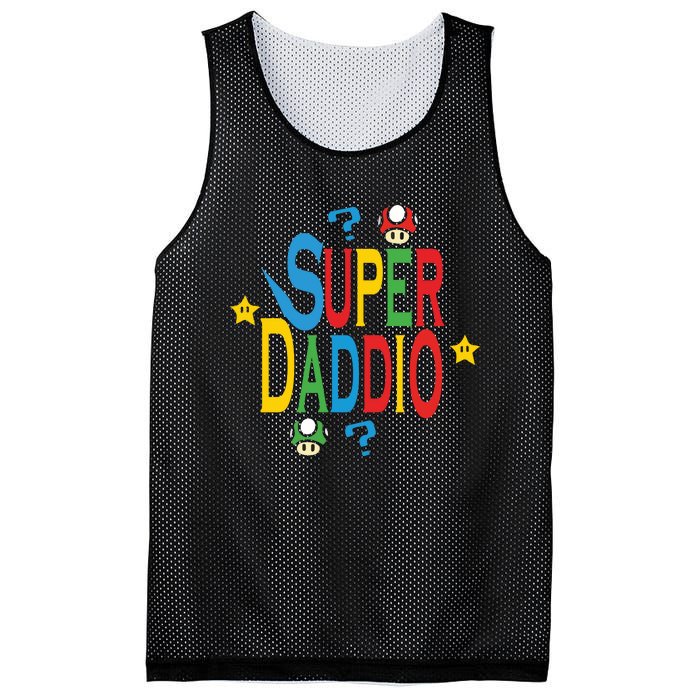 Super Daddio Funny Super Dad Daddy Father Mesh Reversible Basketball Jersey Tank