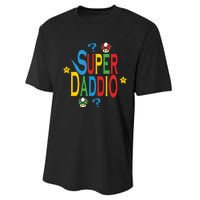 Super Daddio Funny Super Dad Daddy Father Performance Sprint T-Shirt