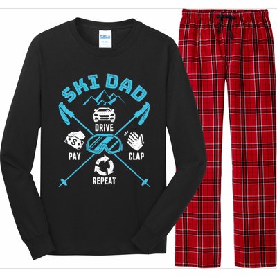 Ski Dad Funny Drive Pay Clap Repeat Father Skiing Funny Gift Long Sleeve Pajama Set