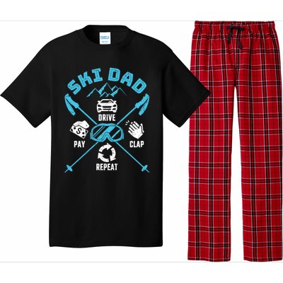 Ski Dad Funny Drive Pay Clap Repeat Father Skiing Funny Gift Pajama Set