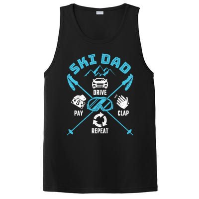 Ski Dad Funny Drive Pay Clap Repeat Father Skiing Funny Gift PosiCharge Competitor Tank