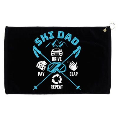 Ski Dad Funny Drive Pay Clap Repeat Father Skiing Funny Gift Grommeted Golf Towel