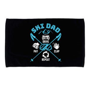 Ski Dad Funny Drive Pay Clap Repeat Father Skiing Funny Gift Microfiber Hand Towel